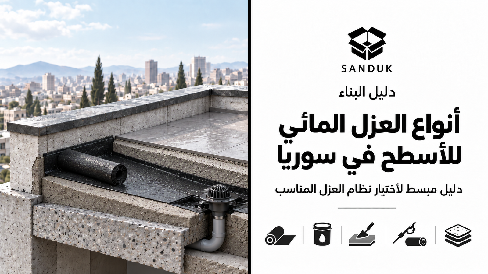 أنواع العزل المائي للأسطح في سوريا | أفضل طرق عزل السطح من مياه الأمطار